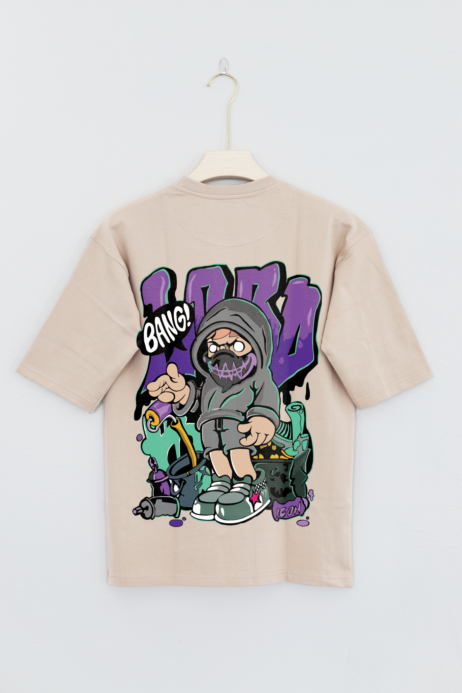 Cotton  Oversized Printed T-Shirt ( Bang Icon)